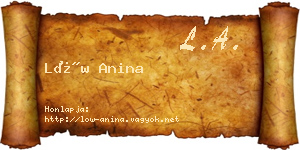 Löw Anina névjegykártya